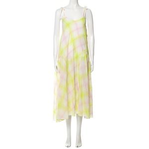 MII Collection Pina Vibration Plaid Cotton Beach Midi Dress M $ 520